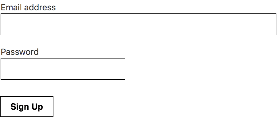 A sign up form with email and password inputs and a sign-up button